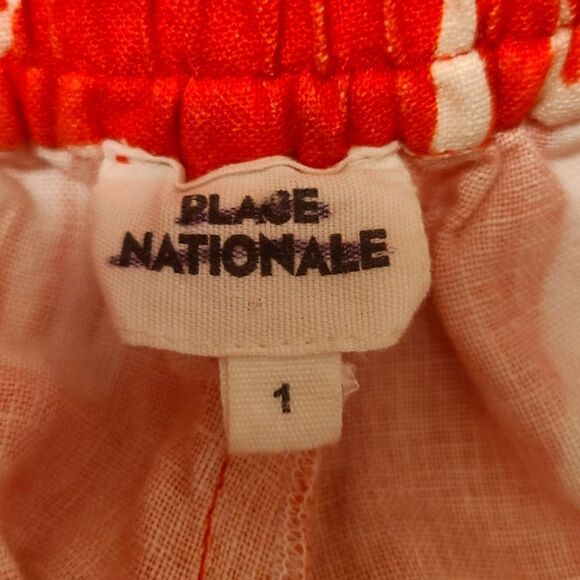 Place Nationale Lebre 100% Linen Shorts in Red Seashore Size Small No Belt - Picture 4 of 6